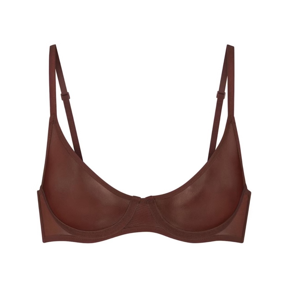Skims Ultra Fine Mesh Scoop Bra - Mahogany